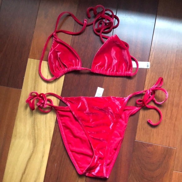 ASOS Other - ASOS swim red velvet string bikini